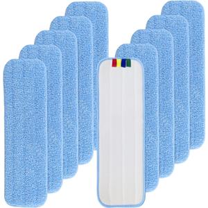 Replacement Microfiber Pad Fit for Rubbermaid Commercial 18 Inch Mop Head - 10 Pack Update Wrapping Wet & Dry Commercial Cleaning Reusable Refills Fit for Any Microfiber Flat Mop System 18"