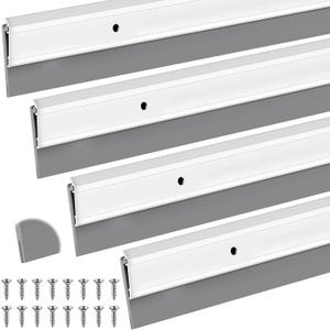 FoldTier 4 Pcs Slotted Door Sweep for Bottom of Door Exterior and Interior, 2-1/8 x 48 Inch, Aluminum Threshold Seal with Flexible Split Rubber, Weather Stripping Draft Dust Noise Stopper