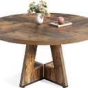 LITTLE TREE Round Dining Table for 4-6 People, 47 Inches Dining Room Table with Wooden Pedestal Base, Circle Kitchen Tables for Dining Room, Kitchen, Living Room, Rustic Brown