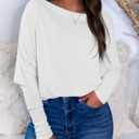 Okiwam Women's Fall Tops Cowl Neck Long Batwing Sleeve Shirts Oversized Tunic Dressy Casual Blouses 2026 Fashion Clothes (White, XS)