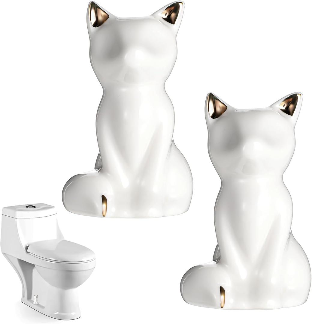 2 Pcs Toilet Bolt Caps Cat Shape Toilet Screw Cover Caps Cute White Toilet Bolt Covers Decorative for Easy installation Replacement Parts Decorative Bathroom Accessory