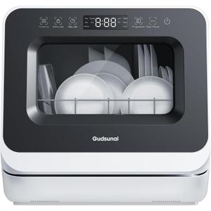 Portable Countertop Dishwasher, 7L Detachable Water Tank, 6 Programs,No Hookup Needed, 192 Hi-Temp Hygiene, Hybrid Drying & Preserve Fuction, Mini/Small Dishwasher for RV & Apartment,Black