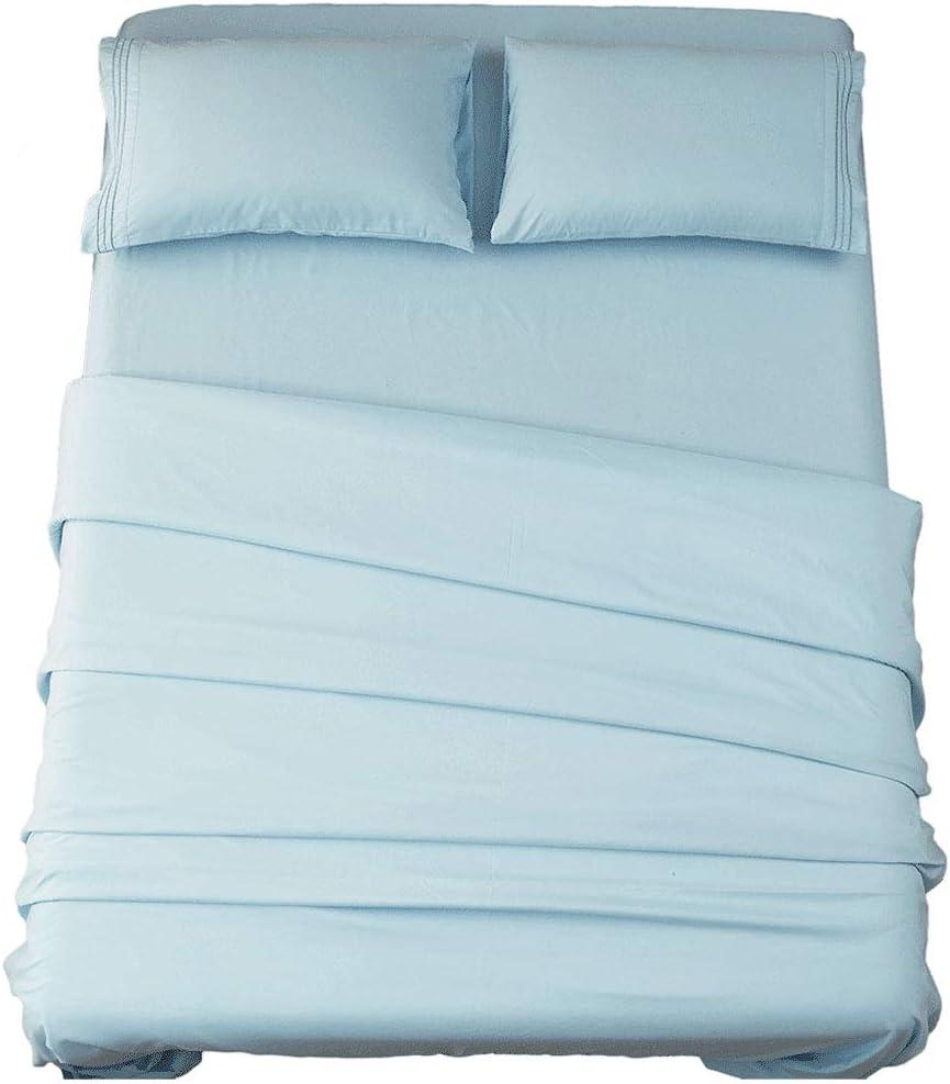SONORO KATE Bed Sheet Set Super Soft Microfiber 1800 Thread Count Luxury Egyptian Sheets 16-Inch Deep Pocket，Wrinkle and Hypoallergenic-4 Piece (Spa Blue, King)