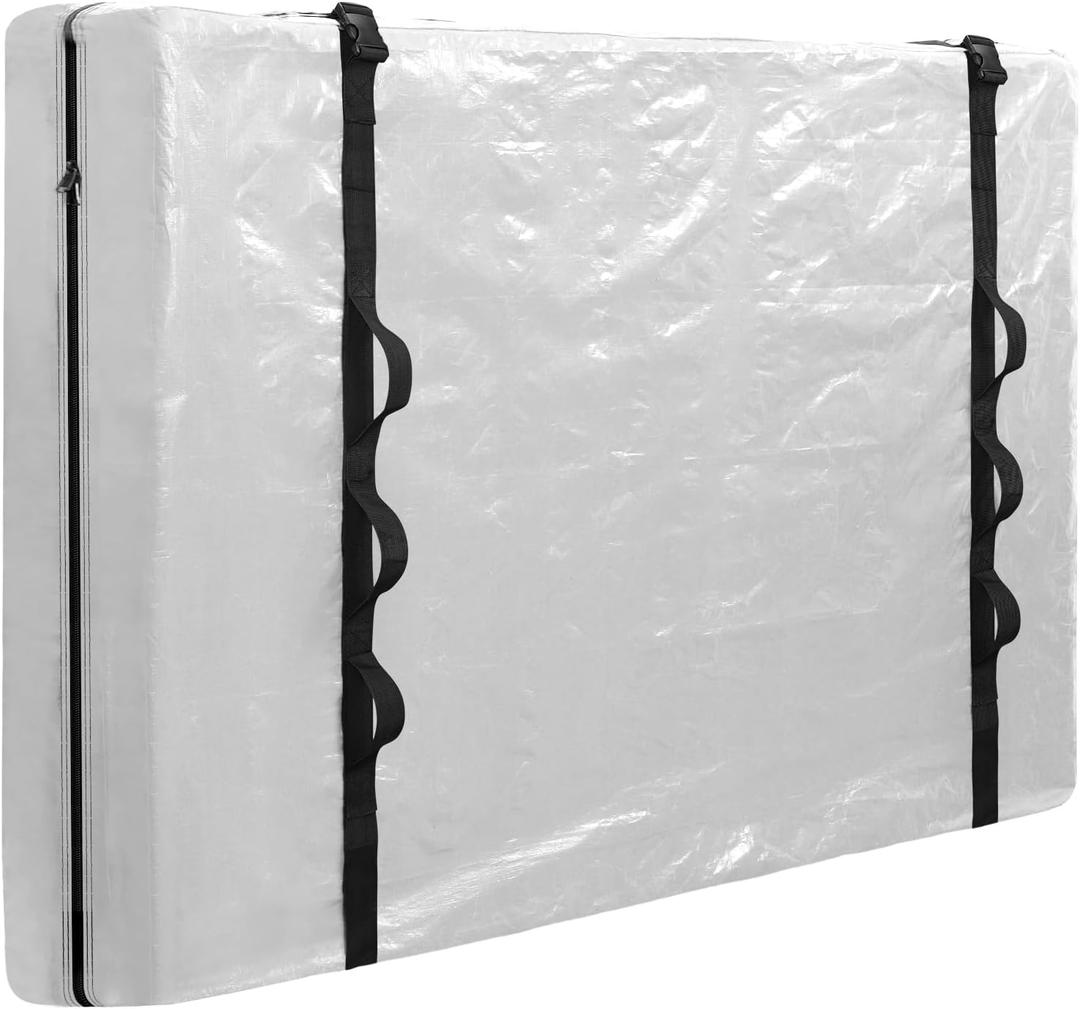 TICONN Mattress Bags for Moving, Heavy Duty Queen Mattress Cover Storage Bag with Full-Around Handle and Adjustable Buckles (Clear, Queen)