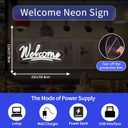 Welcome Neon Sign Welcome LED Neon Light Wall Art Sign Light up with ON/OFF Switch Neon Light for Business Storefront Home door Window Glass Door Shop Store Florists Bar Salon Cafes Restaurant Pubs, Housewarming & Birthday Party Gifts(22'', White)
