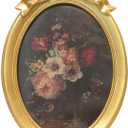 5x7 Vintage Picture Frame, Oval Bow Antique Photo Frame with Glass Front, Fancy Ornate Small Gold Frame 5x7,Luxury Tabletop & Wall Hanging, Antique Wall Decor(Golden)