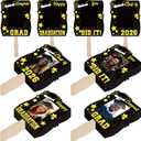 Amyhill 24 Pcs 2026 Graduation Fans with Photo Personalized Graduation Fans with Handle Custom Cutout Face Fan Double Sided DIY Photos Frame for Class of 2026 Grad Photo Props Party Favor(Black Gold)