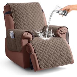 KinCam 100% Waterproof Recliner Chair Cover, Reclining Couch Covers for Pets, Dogs, Recliner Couch Slipcover Furniture Protector with Elastic Straps for Kids(23.6", Brown)