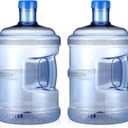 2 x Bokon 2 Pieces gallon water jugs Round Plastic Water Bottle with Handle Screw Cap Reusable Large Capacity Bottle for Camping Outdoor Travel Gym Use