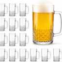 Beer Mugs For Freezer, 20oz Heavy Glass Mugs with Handles Set of 16