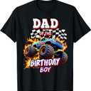 Dad of the Birthday Boy Monster Truck Birthday Novelty T-Shirt (Small, Black)