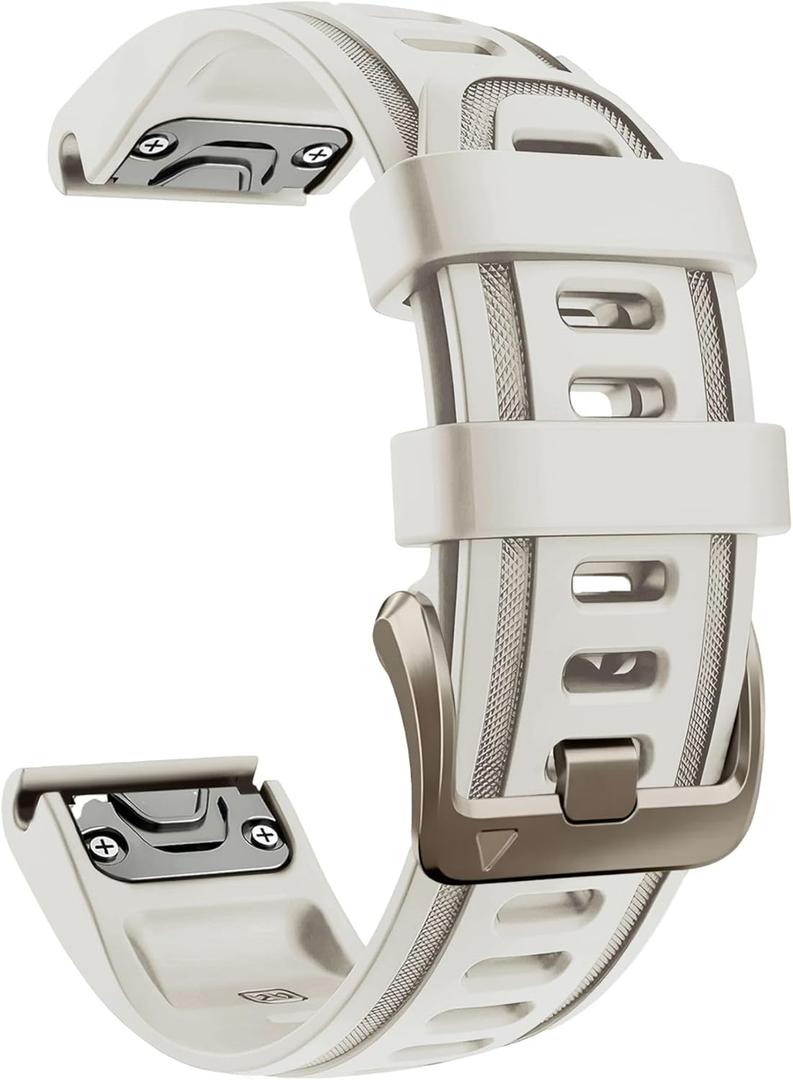 20mm Watch Band for Garmin fenix 5s 6s 7s pro solar Quick Fit 20 silicone bands replacements with light Soft gold buckle for garmin epix pro gen 2 42mm Descent Mk2s/3/3i Short for Women (20-Fog Gray)