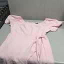 SAMPEEL Womens Summer Dresses Square Neck Puff Sleeve Tie Waist Short Dress Size L