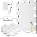 Waneway 14 Bulb Vanity Lights for Mirror, Plug-in Power Adapter & Touch Dimmer, 6,000K, 1350 Lumens (Mirror Not Included)