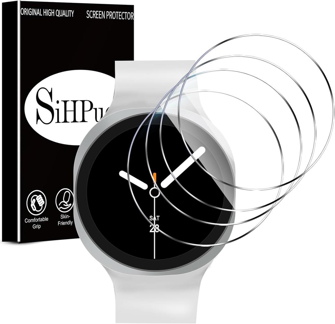 SiHPuoy 4 Pack for Samsung Galaxy Watch 8 Screen Protector 40mm Tempered Glass, HD Ultra-thin,Anti Scratch, Bubble Free, Case Friendly, Accessories Film for Galaxy Watch 8 40mm (Transparent)