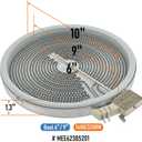 MEE62385201 Range Dual Radiant Surface Element Heater 6/9 Inch, 3200W/1400W OEM Replacement Parts for LG Electric Range