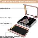 2 x NINKI for Motorola Razr 2024 Case with Screen Protector [Not for Moto Razr Plus 2024], Glitter Leather Case for Motorola Razr 50 Case,Luxury Flip Phone Case for Motorola Razr 2024 Case 5G - Rose Gold