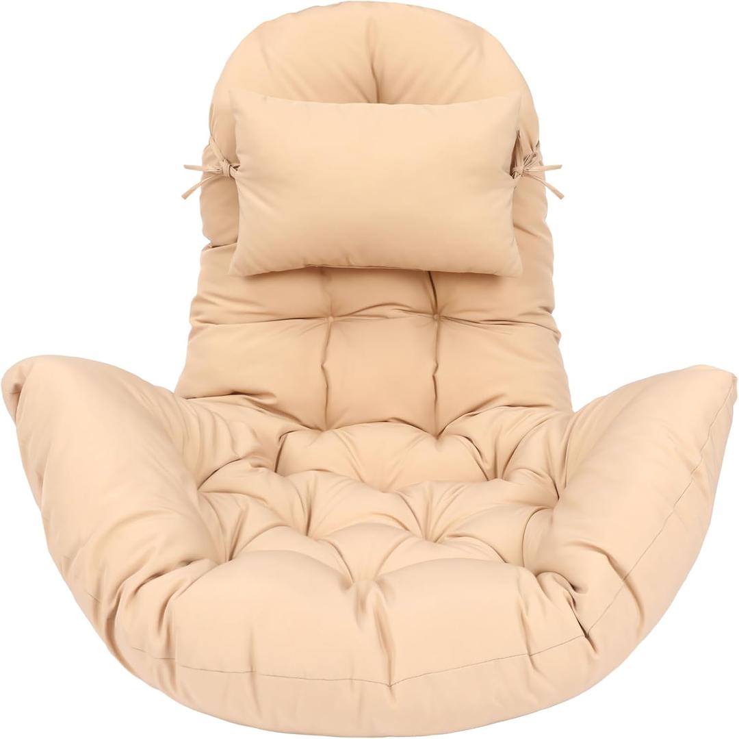 Tudomro Egg Chair Cushion Filling 2.58 kg Replacement Rocking Wicker Chair Cushions High Back Swing Hammock Egg Hanging Cushion Thicken for Indoor Outdoor Patio(Beige,1 Pcs)