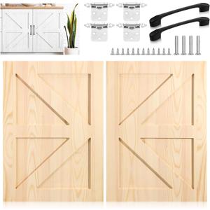 2 Set 16.25'' W X 22.5'' H Unfinished Pine Wood Cabinet Doors