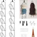 10Pack Over The Door Hat Organizer for baseball caps | Multi-Functional Baseball Hat Rack for Closet | Wall Mounted Hat s torage organizer | 5 types of accessories cap holder stand w hooks ,Black (Trapezoidal Ring)