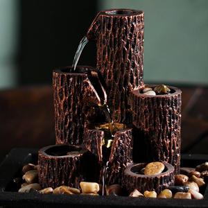 Resin Zengarden Column Indoor Showpiece Waterfall Fountain for Living Room, Table Top, Office, Home Decor with Led Lights 