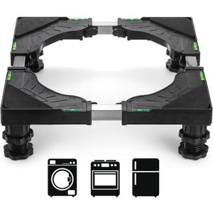 Hacaroa Mini Fridge Stand with 4 Strong Feet, Universal Refrigerator Stand Riser Adjustable Washer and Dryer Pedestals, Multi-functional Washing Machine Base for Small Appliance, Black