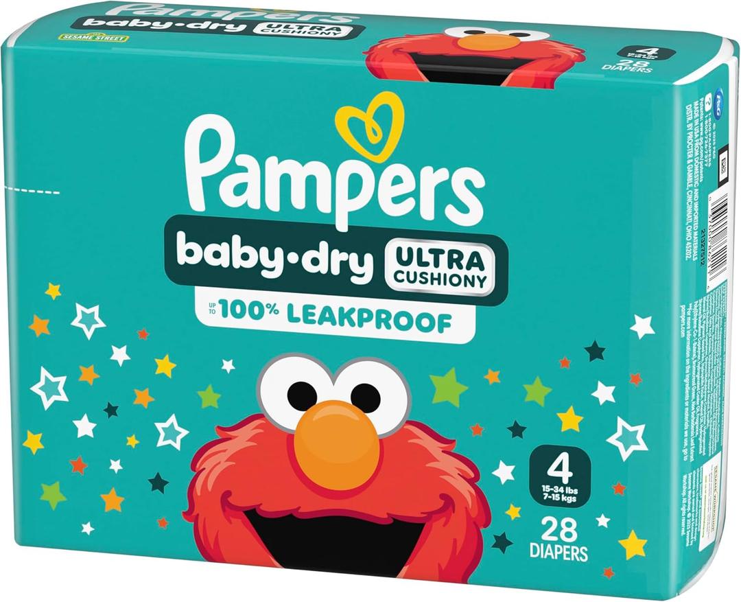 Pampers Diapers - Baby Dry - Size 4, 28 Count, Absorbent Disposable Infant Diaper  