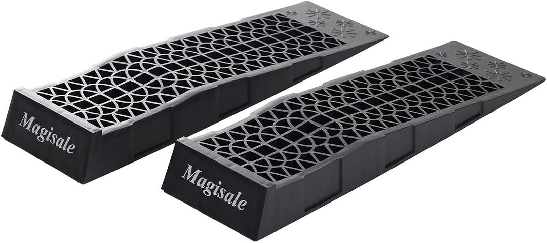 Magisale Low Profile Plastic Car Service Ramps 3 Ton Heavy Duty Truck Vehicle Ramps for Oil Changes& Maintenance- 2 Pack (2pc)