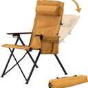 Frassie Camping Chair for Adults Heavy Duty 300 lbs, Folding Lawn Chairs Portable Outdoor with Adjustable Back Detachable Headrest, Side Pocket, Mesh Storage, 23.6 x 27 x 38.5 inches
