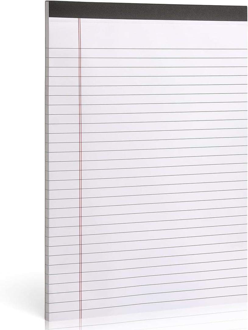 ZZTX Legal Pads 8.5 x 11 Inch White Writing Notepad, Lined Writing Pads for Work Office School, 50 Sheets Per Pad, A4, 1 Pack
