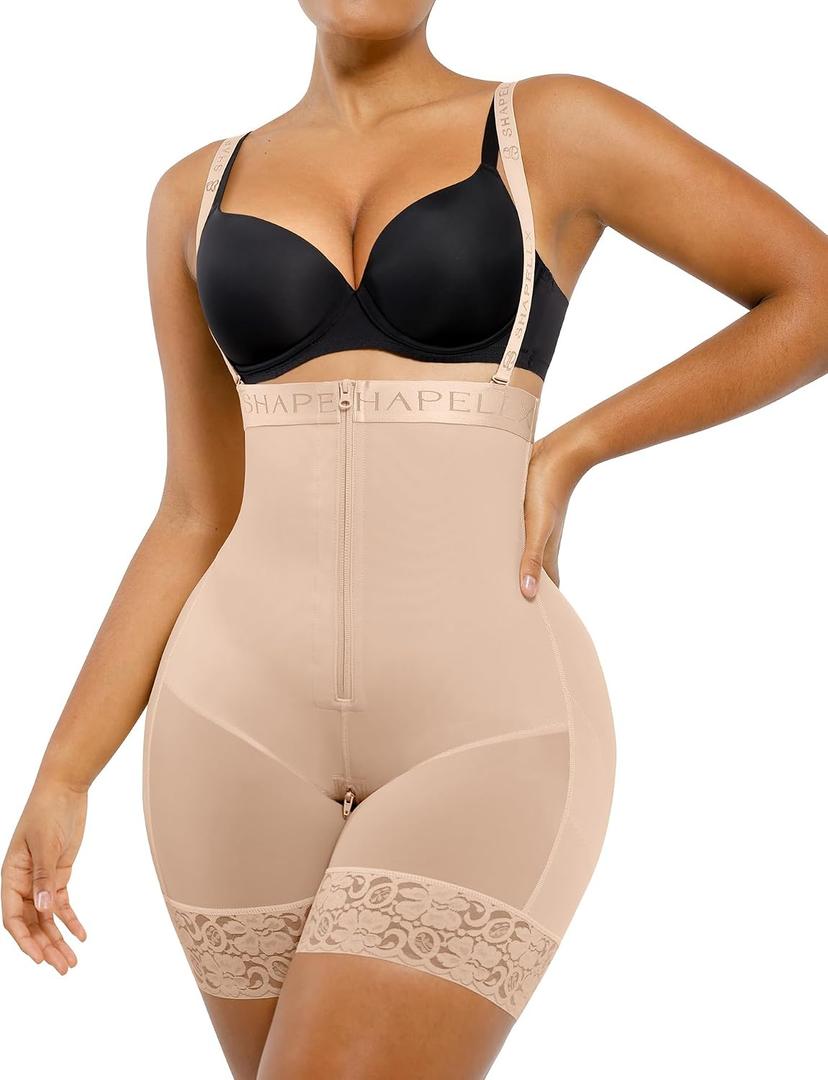 SHAPELLX Fajas Colombianas Shapewear for Women Tummy Control Plus Size Postpartum Body Shaper Butt Lifting Bodysuit XXL