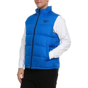 Reebok Mens Puffer Vest - Full Zip Midweight Thick Insulated Sleeveless Jacket for Men - Outdoor Quilted Puffer Winter Vest L