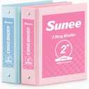 SUNEE 3 Ring Binder 2 Inch 2 Pack, Clear View Binder Three Ring PVC-Free (Fit 8.5x11 Inches) for School or Office Supplies, Pink & Blue