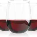 Lamosi 24 Pack Plastic Wine Glasses Disposable, 12 oz Stemless Wine Glasses for Party, Reusable Crystal Clear Plastic Cups, Shatterproof and BPA-Free