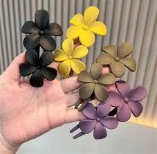 FRCOLOR Flower Flat Claw Clips 4 Pack Women's Hair Flower Clips Decorative Hair Accessories