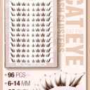 Cat Eye Lash Clusters Brown Eyelash Clusters Fox Eye Individual Lashes Extensions Spiky Cluster Eyelash Extensions Fairy Cluster Lashes Fluffy Anime DIY Lash Pack Pestaas Postizas (CC Curl, 96Pcs)
