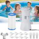 Above Ground Pool Filter Pump, Powerful Pool Filters System Above Ground Quickly and Cleanliness of Your Pool Water, Pool Pumps for Above Ground Pools (Gray 1000GHP)