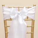 Pack of 50 Satin White Chair Sashes Bows 7 X 108 Inch Universal Chairs Ribbons for Wedding Ceremony Party Banquet Restaurant Event Decorations - White Chair Sashes 50 Pack