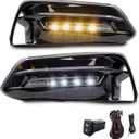 LED DRL Turn Signal Fog Lights Lamps Assembly Replacement For 2018-2020 Honda Accord Included Switch+Wiring Kit(Clear Lens)