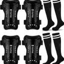 Hryrbay 2 Pairs Kids Soccer Shin Guards and Socks Set Toddler Shin Pads Protective Gear for Boys Girls, Perfect for Play Training or Games Inspired by The World Cup (Small, Black, Black)