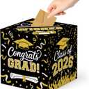 Graduation Decorations 2026 Card Box Holder, Class of 2026 Congrats Grad Gift Card Money Box for Graduation Party Supplies Table Decorations, 9x 9 x 9 inches