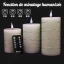 Rechargeable Flameless Candle, Flickering LED Pillar Real Wax Candle with Fairy Lights, Remote Control and Timer, Upgraded Teardrop Wick, Built-in Battery Electronic Candle, Set of 3