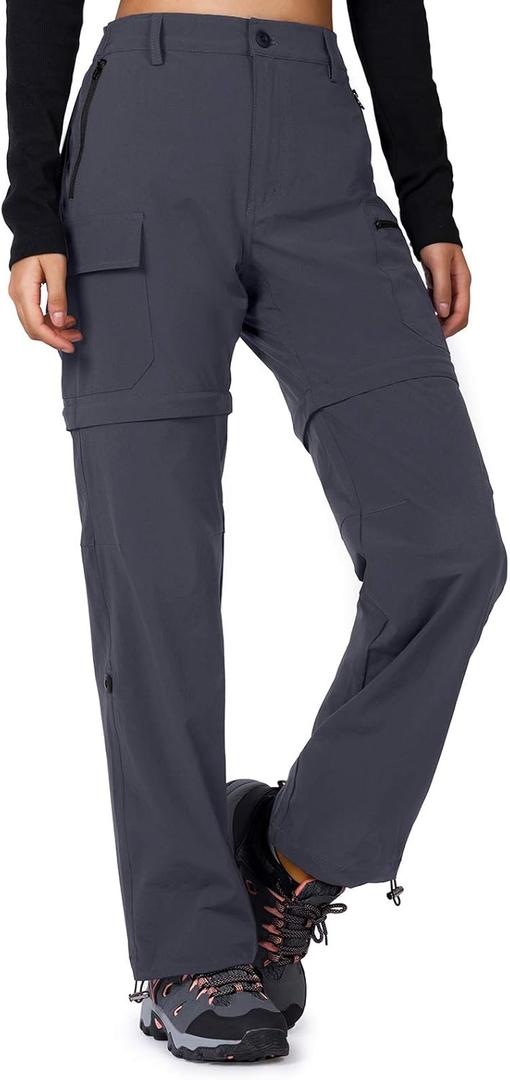 Cycorld Women's-Hiking-Pants-Convertible Quick-Dry-Stretch-Lightweight Zip-Off Outdoor Pants with 5 Deep Pockets (Medium, Grey)