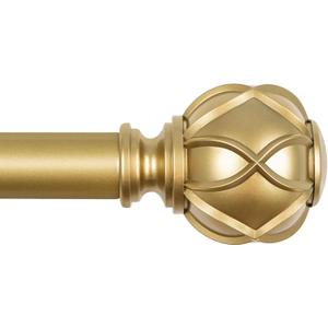 KAMANINA Curtain Rods for Windows 48 to 84 Inch, Gold Heavy Duty Curtain Rod Adjustable, 7/8 Inch Single Decorative Drapery Rod 32 to 86 Inch(2.6-7.1Ft), Netted Texture End