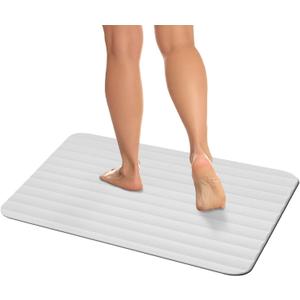 MICRODRY Drystone Absorbent Made with Real Stone for Super Fast Drying, Lightweight and Shock Resistant 18 x 23 Bath Mat, White