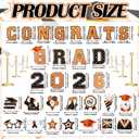 Landhoow 30 Pcs Graduation Car Magnets 2026 Senior Graduation Car Decoration Bumper Sticker Congrats Grad Magnet Magnetic Refrigerator Decal for Grad Parade Party Supplies(Orange, Black)