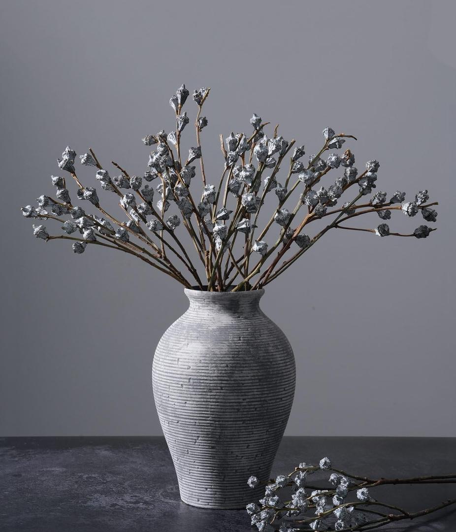 HyeFlora Natural Dried Eucalyptus Branches with Silver Seed, 12-16 Long Stems Pods Dried Flowers for Vase, Boho Home Decor, Floral Arrangements, DIY Crafts
