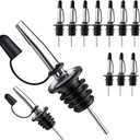 Pafusen 12 Pack Liquor Pour Spout With Dust Caps - Bottle Pourers for Alcohol, Olive Oil - Speed Pourers, Bar Bartender Accessories (Silver)