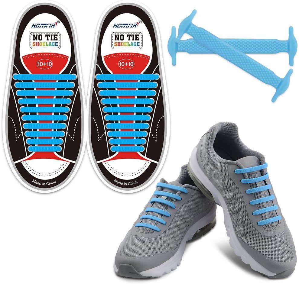 HOMAR No Tie Shoelaces for Kids and Adults Stretch Silicone Elastic No Tie Shoe Laces, Adult Size