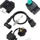 Ignition Coil Relay Voltage Regulator 5-PIN CDI Box Spark Plug Kits Fit for 49CC 50CC 70CC 90CC 110CC 125CC ATV Dirt Bike Go Kart TaoTao SUNL Kymco Kazuma Meerkat Coolster Etc.(Set of 5)